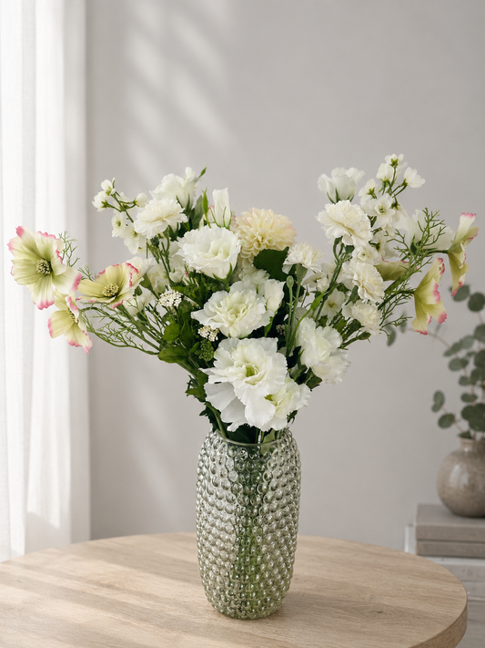 Zijden boeket Ivory Bliss incl. vaas