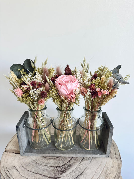Trio vaasjes Rose