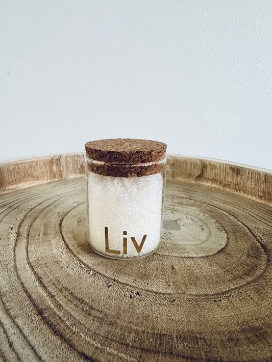 Glazen potje met scrubzout (per 6 stuks)