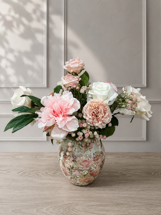 Zijden boeket Blush Elegance incl. vaas