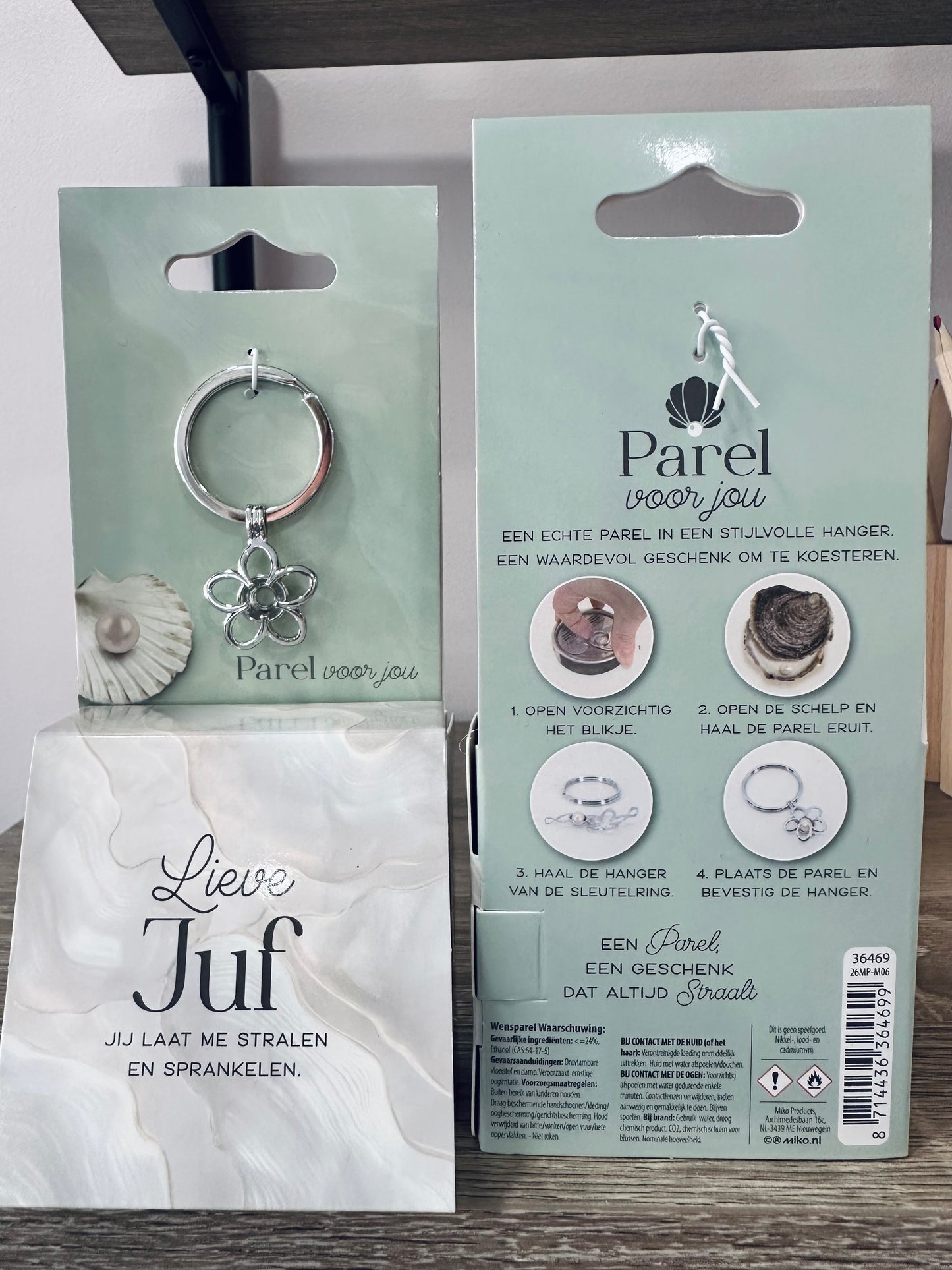Wensparel met sleutelhanger Lieve Juf
