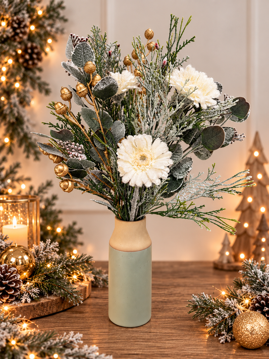Zijden boeket Winter Wonderland incl. vaas