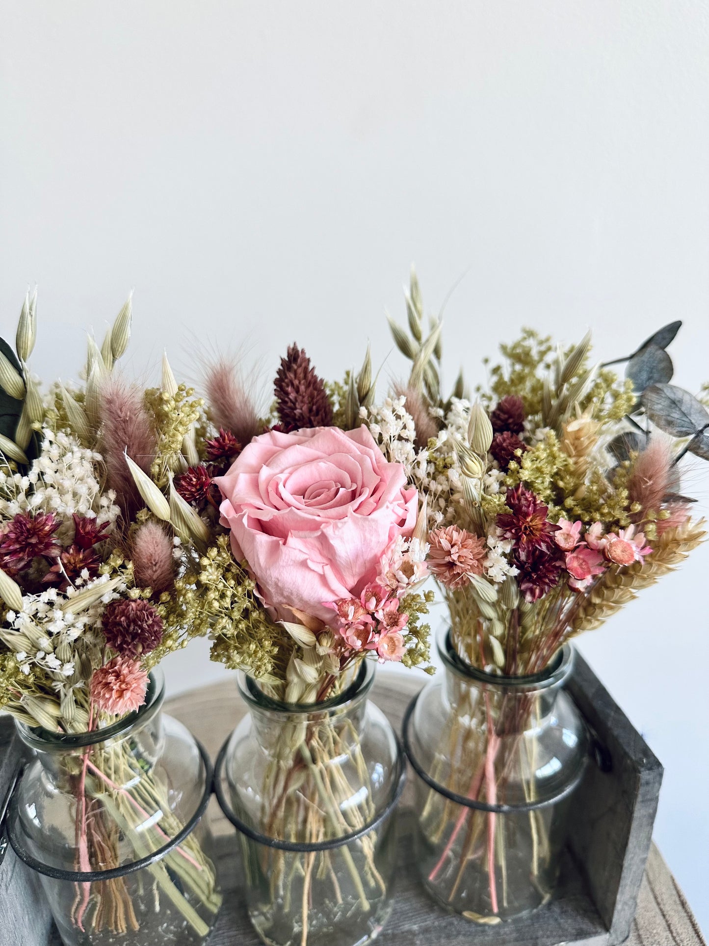Trio vaasjes Rose