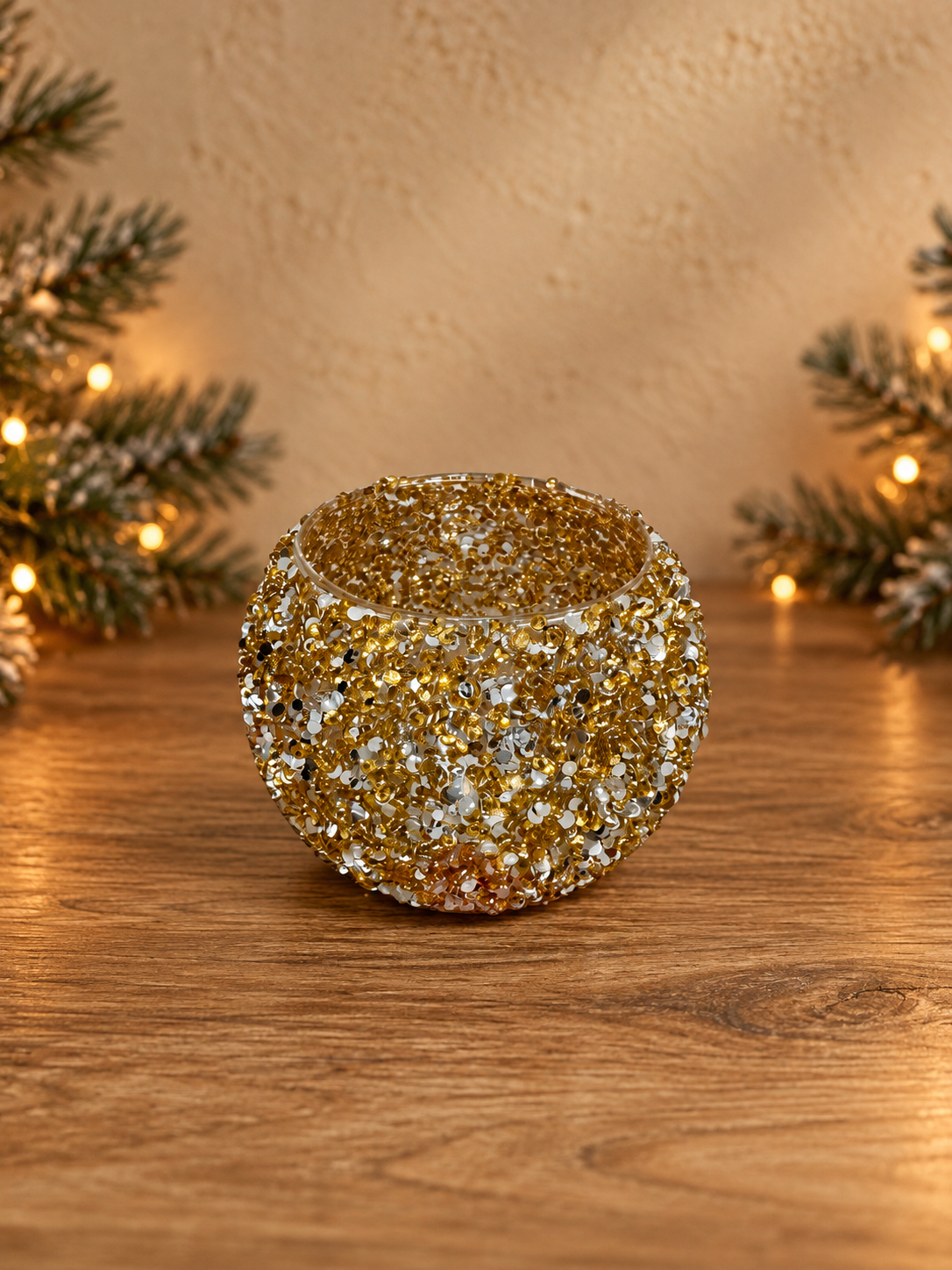 Theelichthouder Golden Glitter