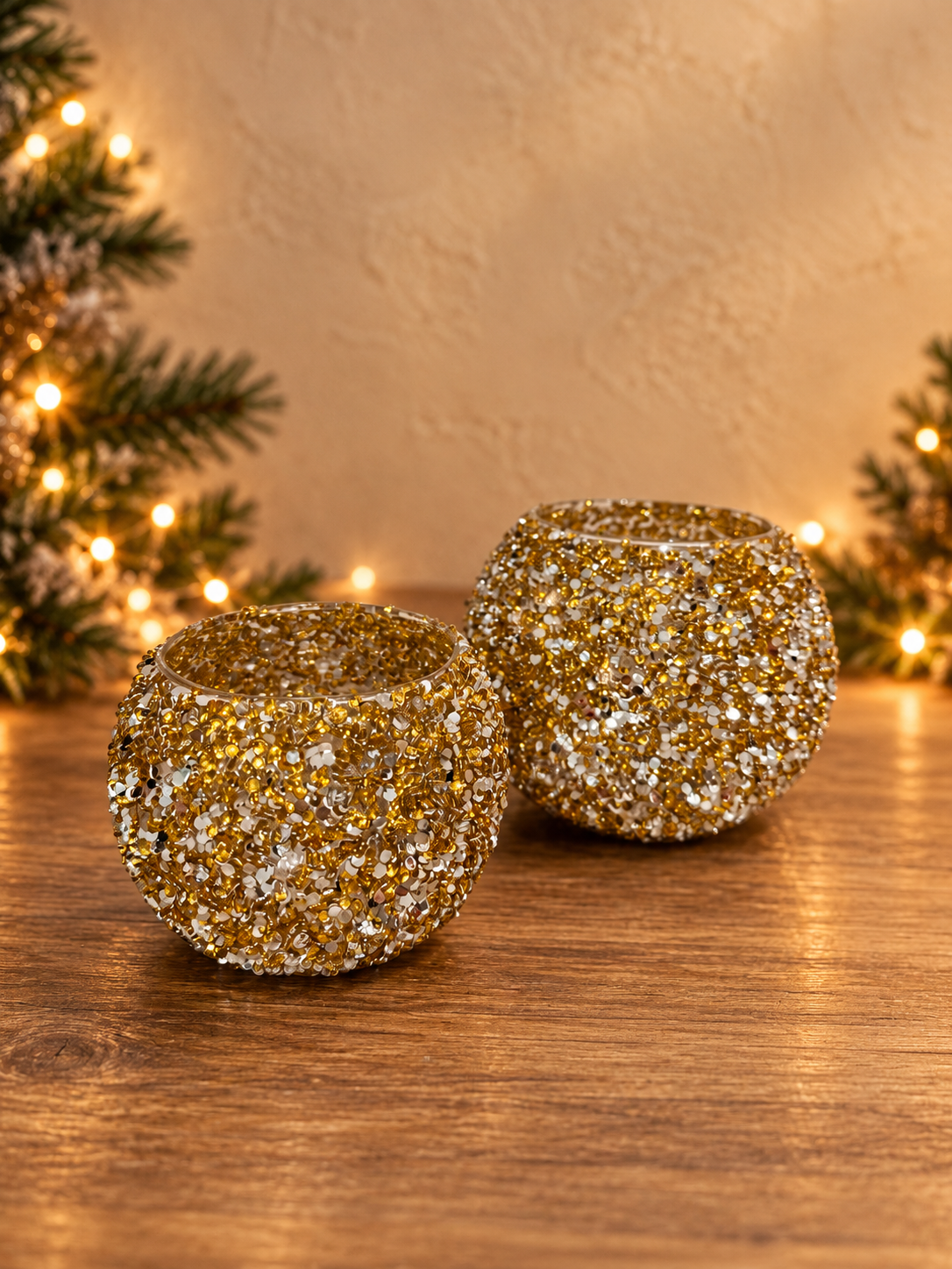Theelichthouder Golden Glitter