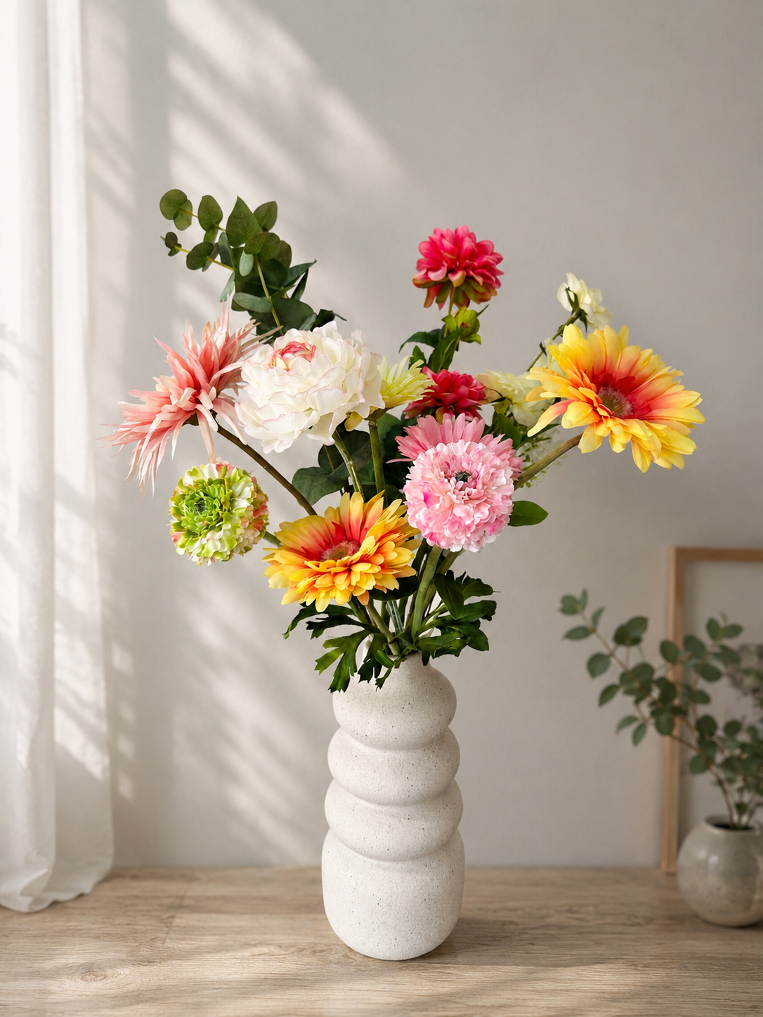 Zijden boeket Sunny Blush incl. vaas