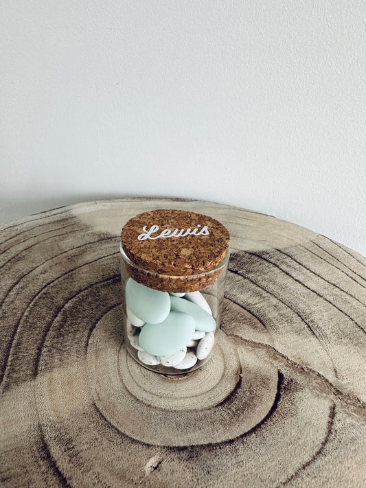 Glazen potje met suikerbonen (per 6 stuks)