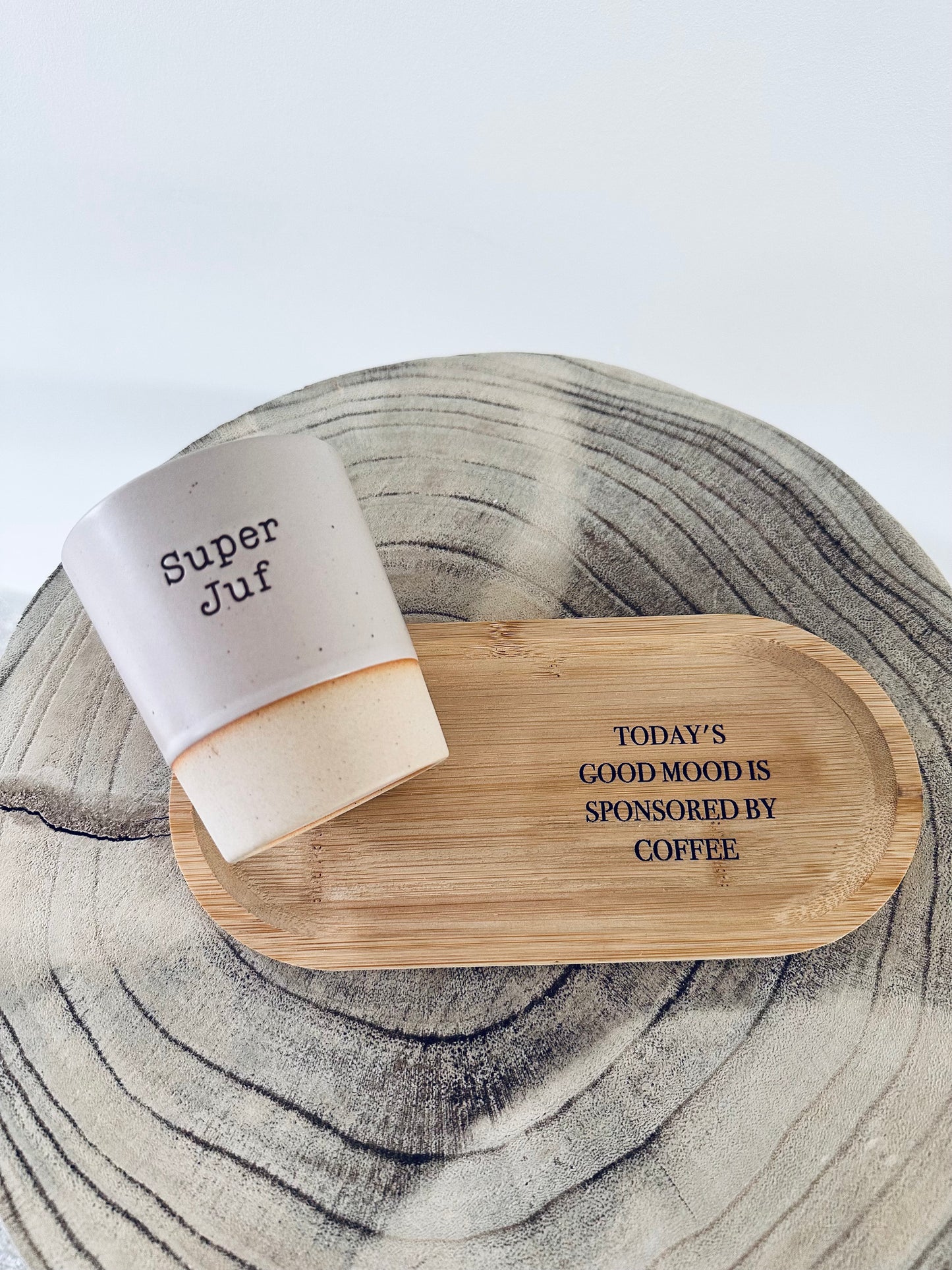 Koffieplankje met mok voor Juf