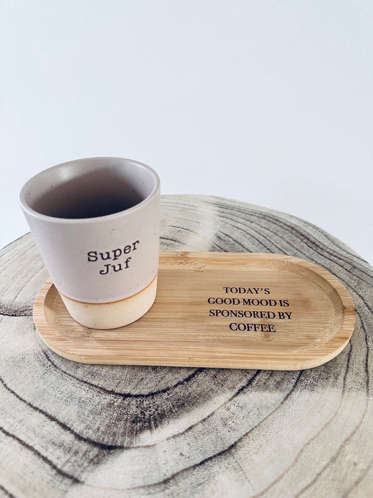 Koffieplankje met mok voor Juf